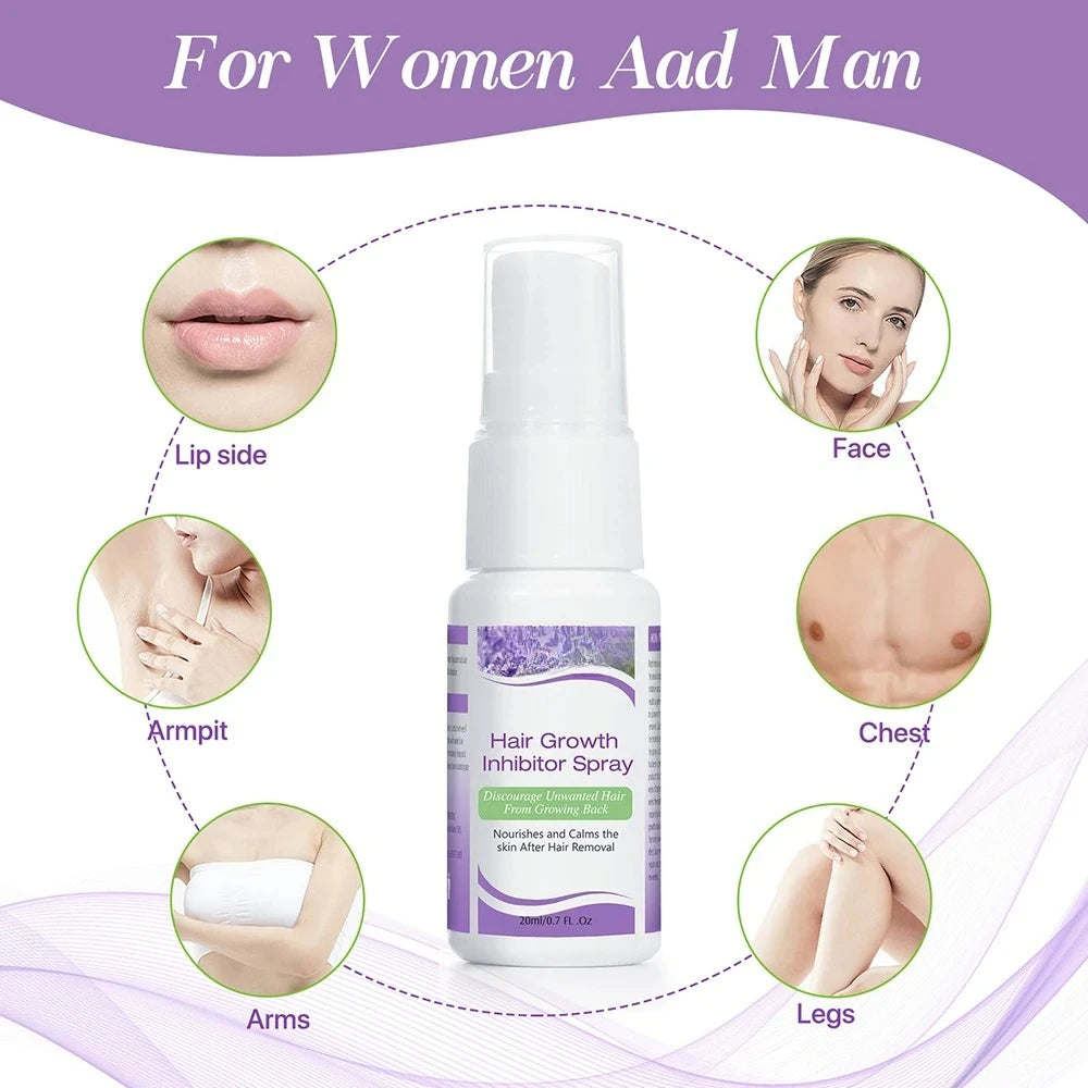 Permanant Hair Growth Removal Inhibitor Spray Beard Bikini Intimate Legs Body Armpit Painless Facial Stop Hair