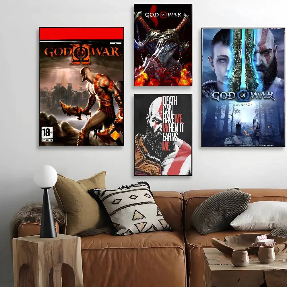 G-God Of War Game Poster Art With Prints Home Bedroom Living Room Decoration Gift