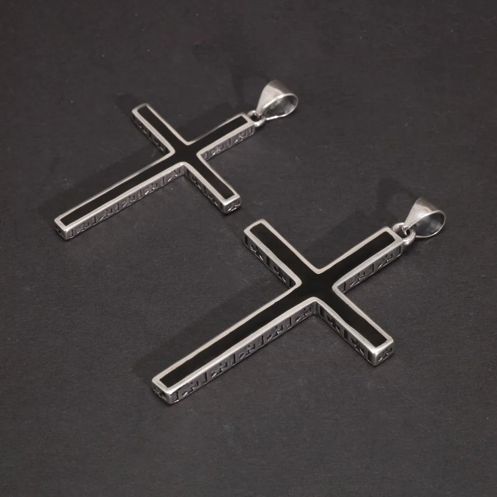 Real Solid 925 Sterling Silver Crosses For Men Christian Black Jesus Pendant Couples Women Lovers Fine Jewelry