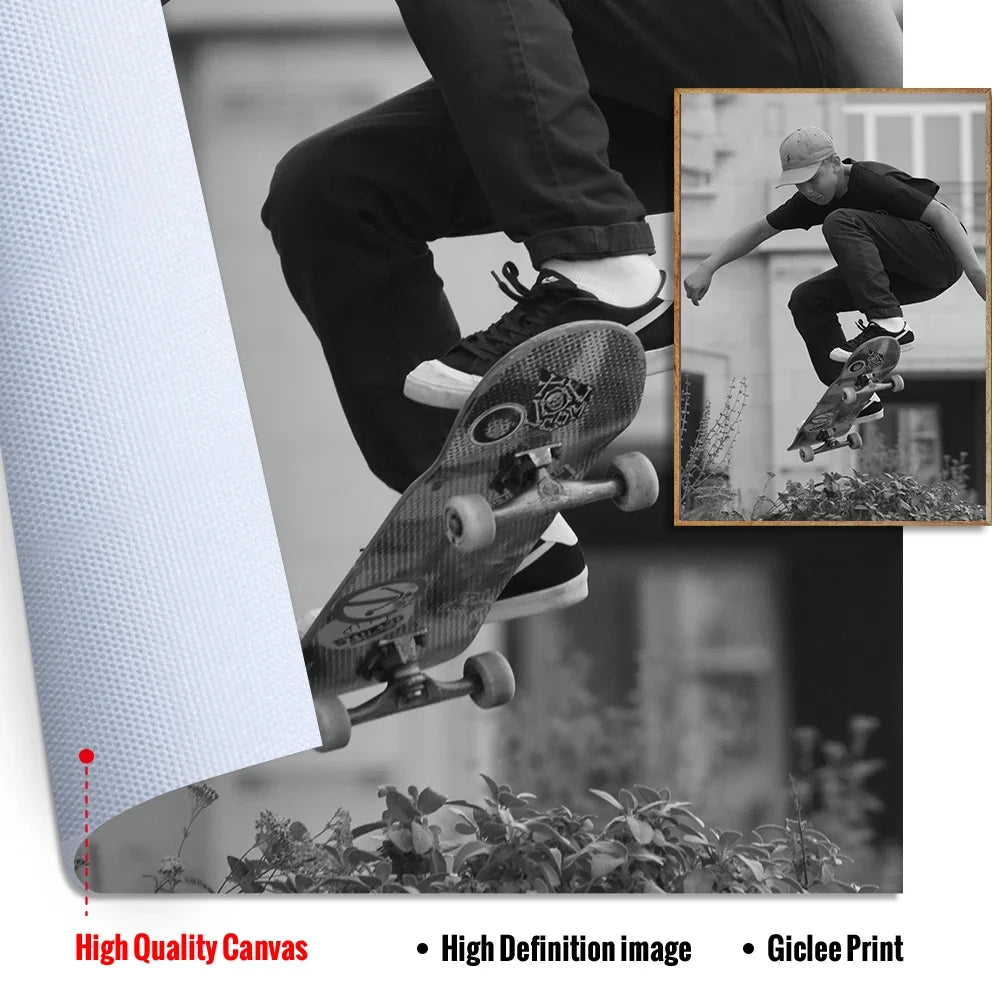Skateboarding Extreme Sports Posters Prints Black White Photo Canvas Painting Wall Art Pictures Room Decor Skateboard Lover Gift