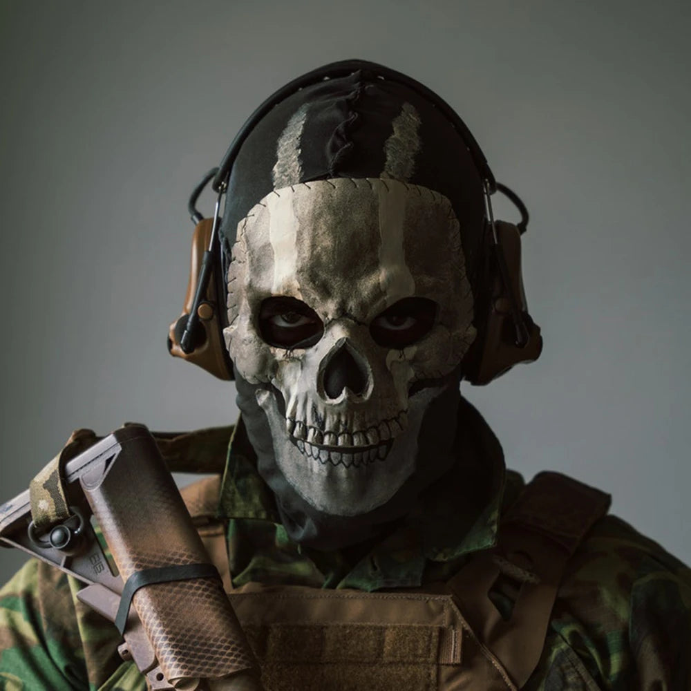 Cafele Hot Game Call of Duty Latex Mask Horror Ghosts Skull Hood Headgear Helmet Cosplay Costume Adult Unisex Halloween Prop