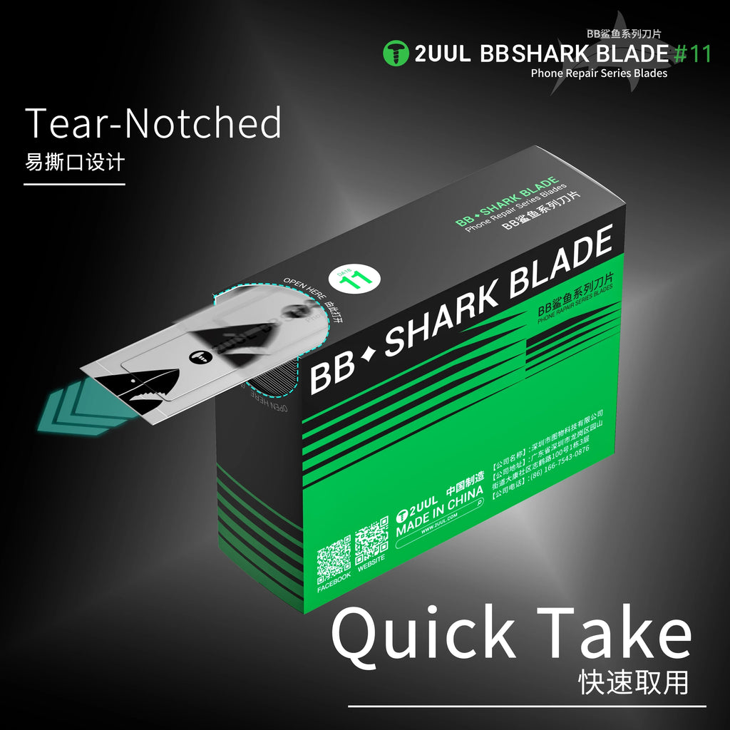 2UUL DA18 BB Shark #11 100pcs/Box Scalpel Knife Blades High Carbon Steel Rust-proof Sharp Blade for Cell Phone PCB Board Repair