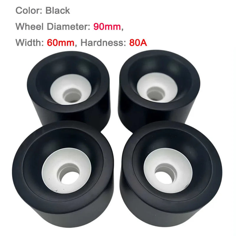 Skateboard Wheels, Road Wear-Resistant PU Large Wheels, Longboard/Cruiser/Electric Board Wheels, white&black 80mm/blue90mm