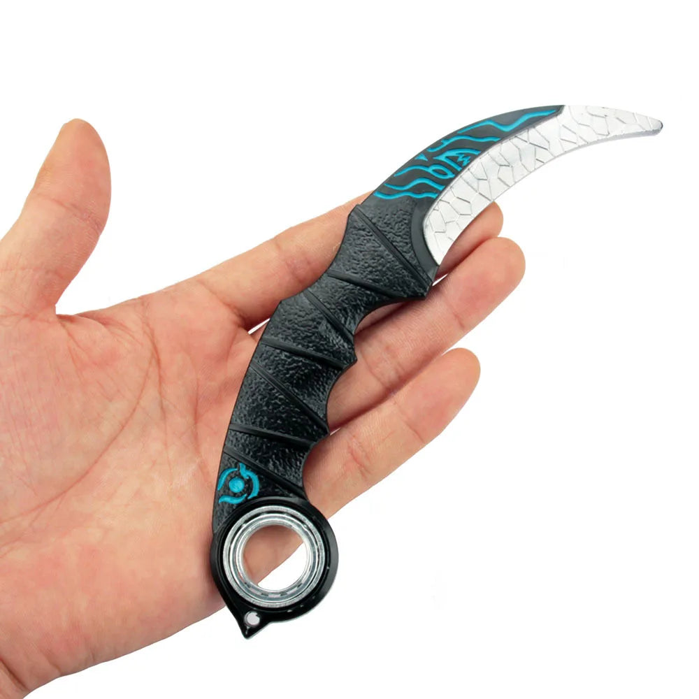 18cm Rotatable Claw Knife Anime Alloy Model Blue Dragon Karambit Sword Unedged Knife Gifts Ourdoor Toys Collections