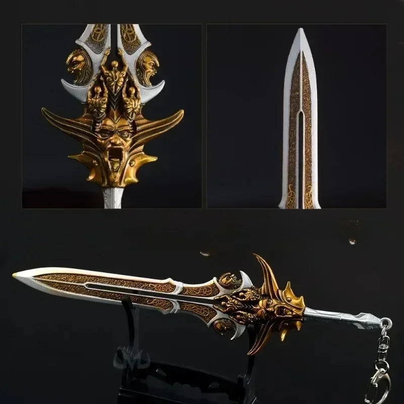 22cm God of War Blade of Olympus Weapon Kratos Zeus Anime Game Metal Weapon Model Katana Samurai Sword Keychains Crafts Gift Toy