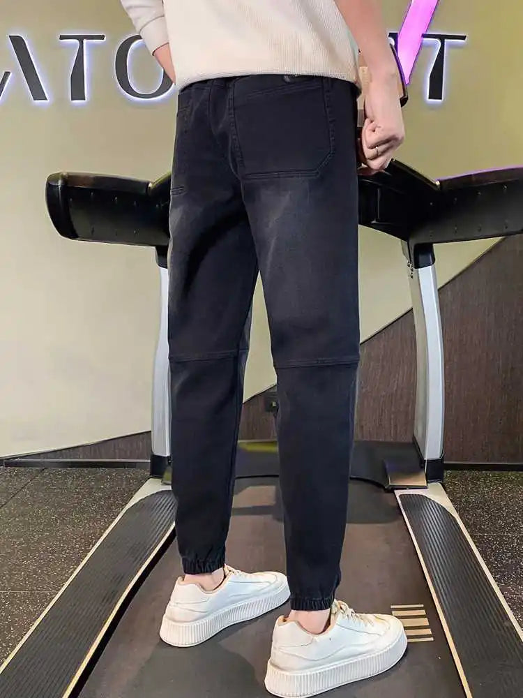 Men's Trendy Washed Blue Jeans Hipster Fashion Harem Pants