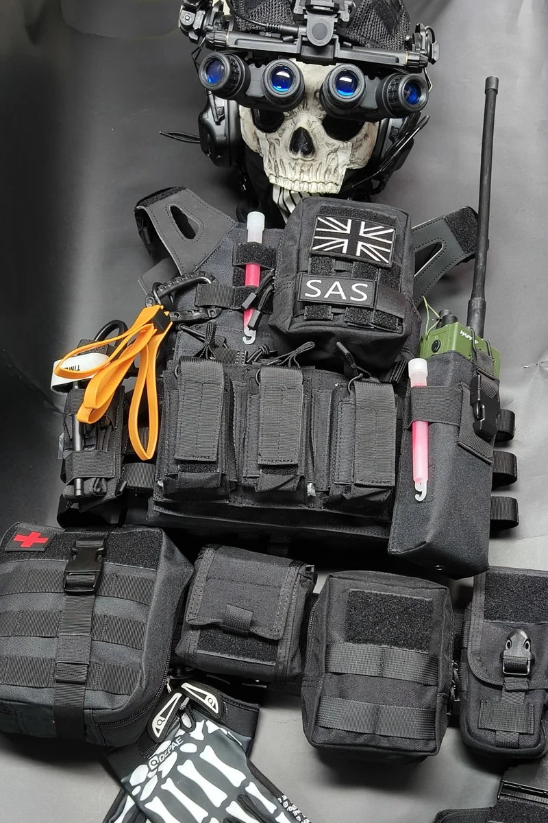 COD Ghost Full Set of Equipment Tactical MOLLE Combat Vest Chest Rig Set with Belt Helmet for Call of Duty 19 Nightwar Cosplay