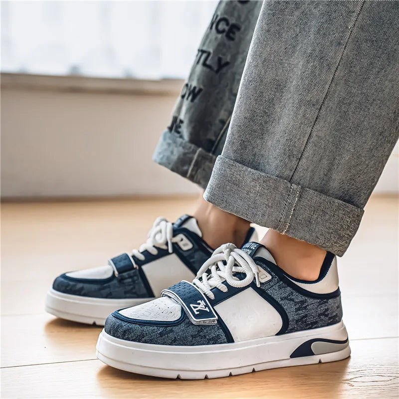 Fashion Blue Men's Skateboard Shoes Street Style Platform Casual Sneakers Man Hip Hop Designer Shoes For Men Skateboarding Shoes