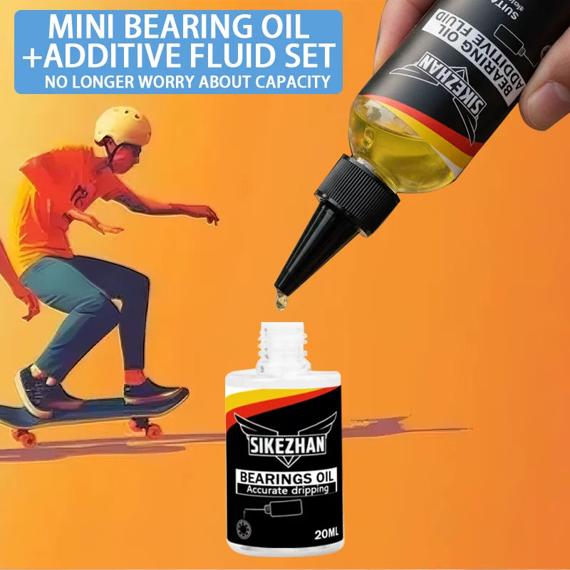 Skateboard Bearing Oil + Additive Fluid Set, Needle‑Tip Lube for Wheels, Smooth Spin, Noise Reduction, Rust Protection