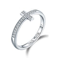 925 Sterling Silver Simple Sacred Pure Cross Zirconia Ring For Women Engagement Wedding Luxury High Quality Fine Jewelry
