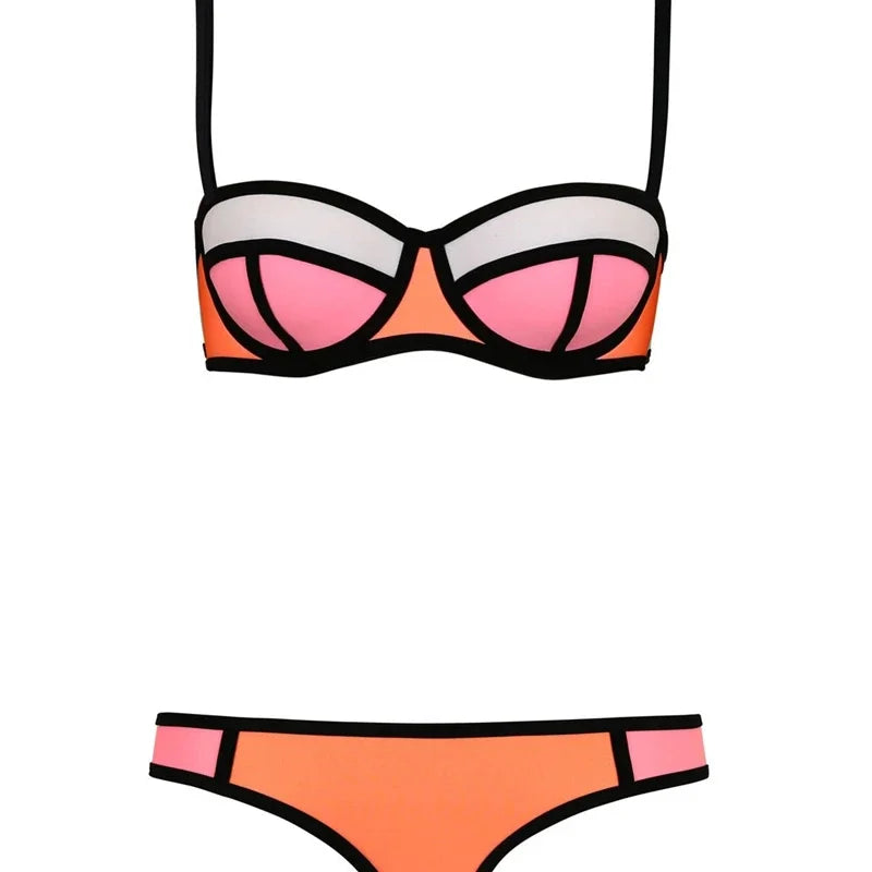 Western Style Sexy Bikini Two Piece Molded Cup Three Point Micro Coverage Set For Women Beach Pool Party Summer Vacation