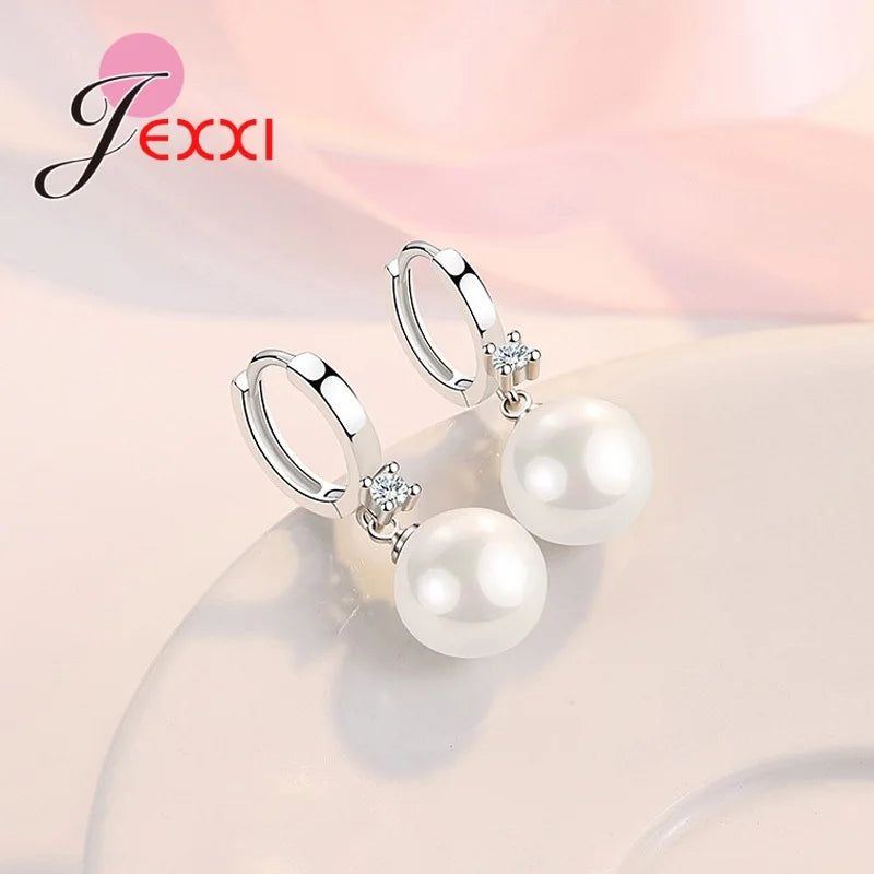 925 Stering Silver Jewelry Set For Lady Wedding Party Fine Ornaments Gift Colar Feminina Earring And Necklace With Pearls