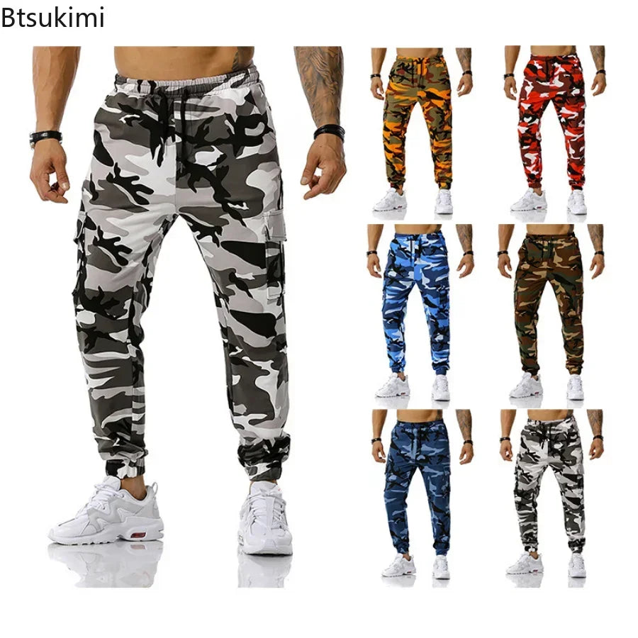 Fashion Camouflage Cargo Pants for Men Military Tactical Camo Cotton Trousers Outdoor Casual Joggers Men Drawstring Sweatpants