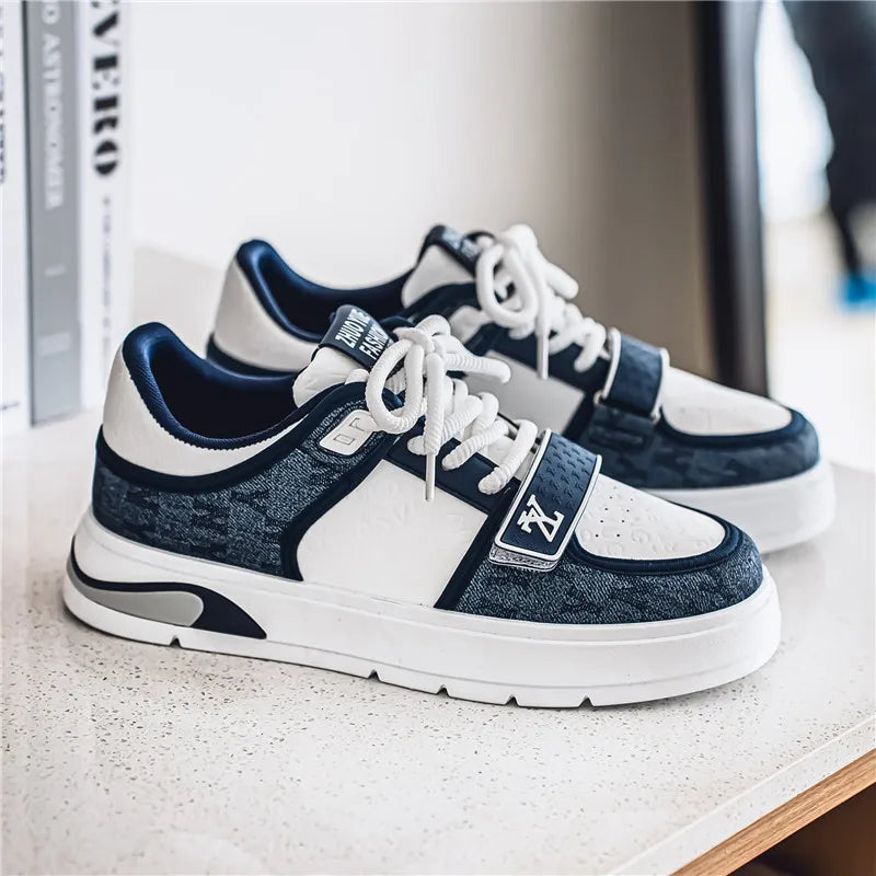 Fashion Blue Men's Skateboard Shoes Street Style Platform Casual Sneakers Man Hip Hop Designer Shoes For Men Skateboarding Shoes