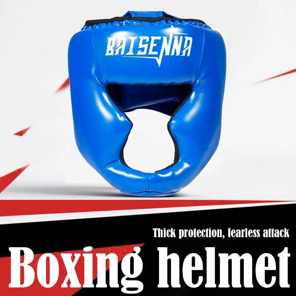 Adjustable Boxing Headgear Full Face Protection Helmet for MMA/ Muay Thai/Kickboxing/Karate Training PU Head Guard for Kid Adult