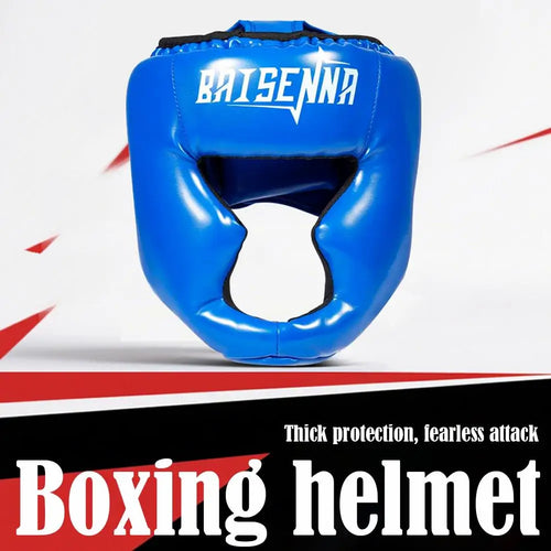 Adjustable Boxing Headgear Full Face Protection Helmet for MMA/ Muay Thai/Kickboxing/Karate Training PU Head Guard for Kid Adult