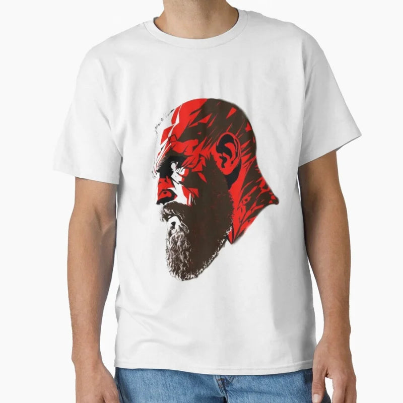 Kratos Face 80s video game series God of war The warrior of gods Norse mythology Sparta T-shirt for men large size Tops s-6xl