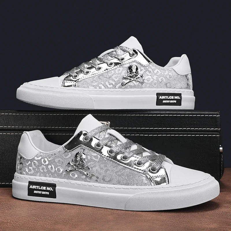 Bling Skateboard Shoes for Men Flats Sport Shoes Zapatillas Hombre Lightweight Comfortable Leather Fashion Shoes Male Sneakers