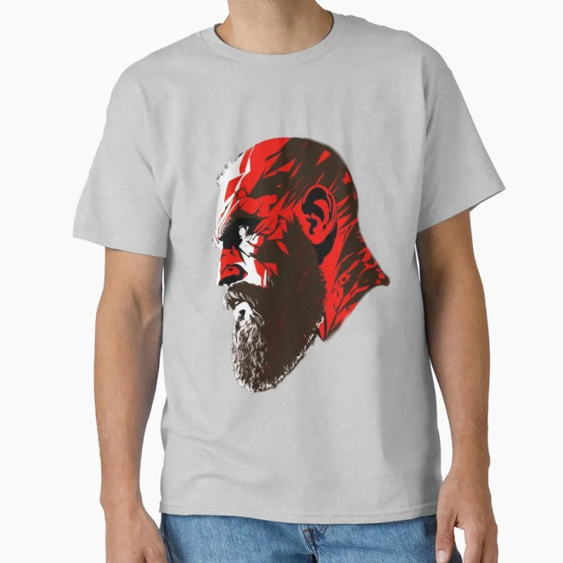 Kratos Face 80s video game series God of war The warrior of gods Norse mythology Sparta T-shirt for men large size Tops s-6xl