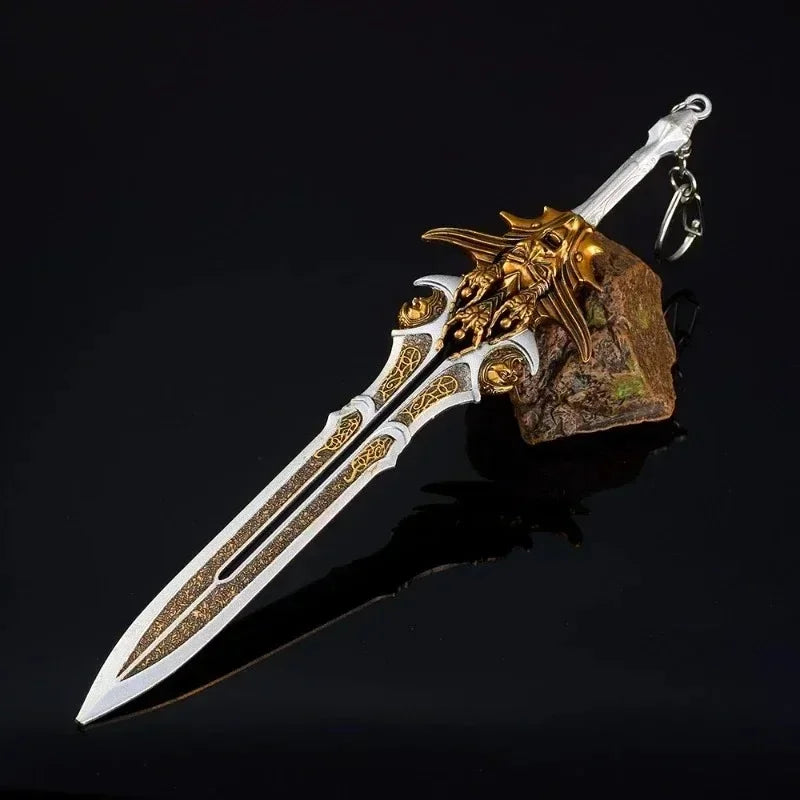 22cm God of War Blade of Olympus Weapon Kratos Zeus Anime Game Metal Weapon Model Katana Samurai Sword Keychains Crafts Gift Toy