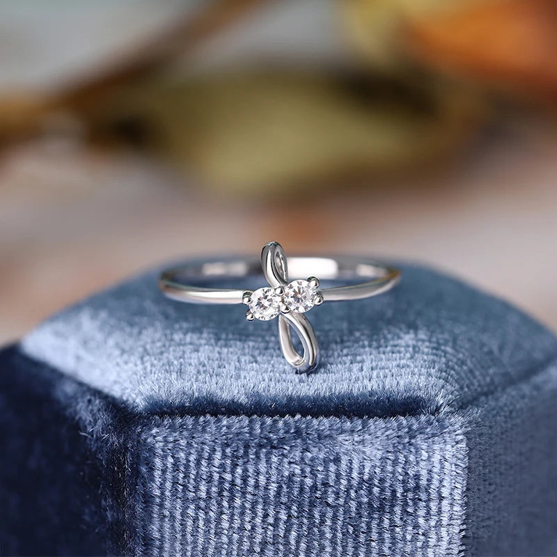 Light Luxury and Elegant Authentic S925 Silver Cross 8-character Cross Women's Ring