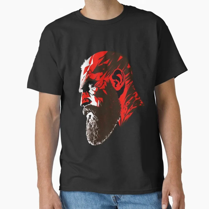 Kratos Face 80s video game series God of war The warrior of gods Norse mythology Sparta T-shirt for men large size Tops s-6xl