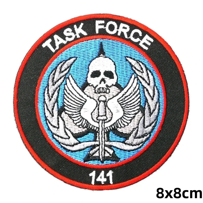 TASK FORCE 141 CODE Call of Duty Ghost Mask Morale Badge Embroidered Patches Armband Tactical Accessory Decorative Stickers