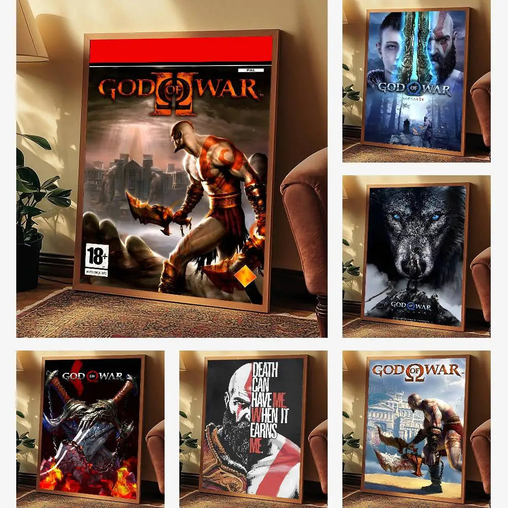 G-God Of War Game Poster Art With Prints Home Bedroom Living Room Decoration Gift