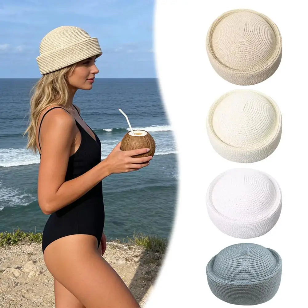 Retro Artistic Painter Breathable Straw Hat 2026 New Summer Beret Sun Hats Fashion Women Circle Concave Straw Sun Hats
