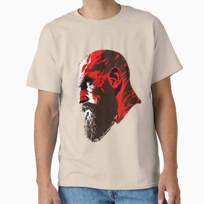 Kratos Face 80s video game series God of war The warrior of gods Norse mythology Sparta T-shirt for men large size Tops s-6xl