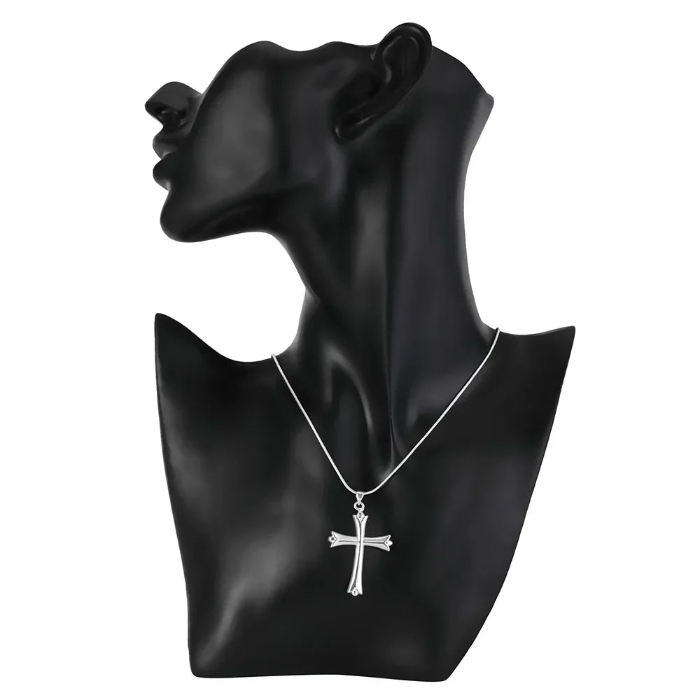 925 sterling Silver Classic cross Pendant Necklace For Women man Luxury Fashion Party Wedding Accessories Jewelry Christmas Gift