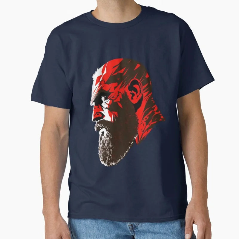 Kratos Face 80s video game series God of war The warrior of gods Norse mythology Sparta T-shirt for men large size Tops s-6xl