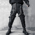 Hip Hop Punk Cargo Pants Man Multi Ribbons Decorative Techwear Pants High Street Tactical Casual Trousers