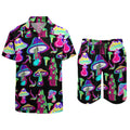 Psychedelic Magic Mushroom Men Sets Printed 3D print Casual Shirt Beach Shorts Oversized 2Pcs set Vacation Hawaiian Man Suits