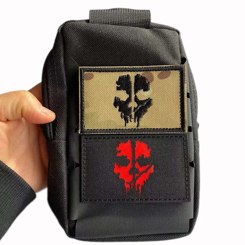 Call of Duty Ghost Mask Badges Fabric Applique Embroidery Hook and Loop Patches,Reflective Patch Tactical Emblemen For Backpack