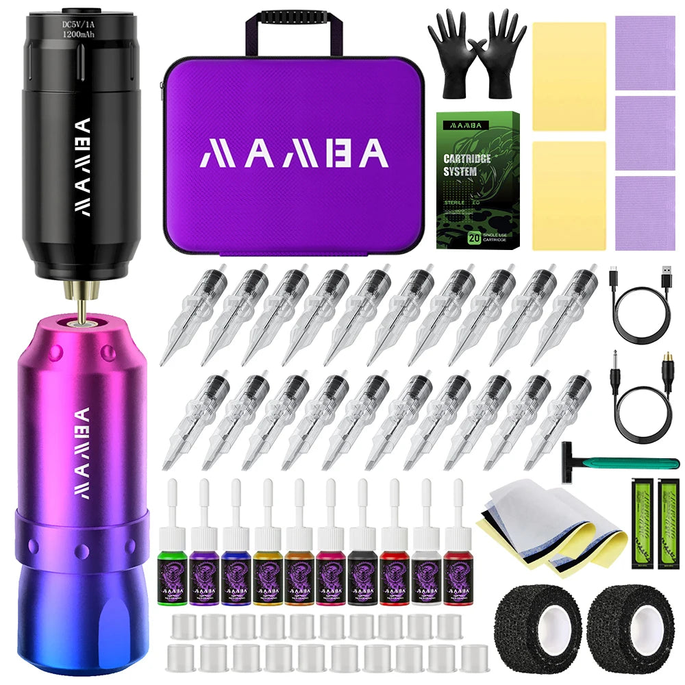 Tattoo Kit Professional Short Tattoo Pen Kit For Permanent Makeup Tattoo Machine New Cool Tattoo Power Supply Tattoo Gun Kit