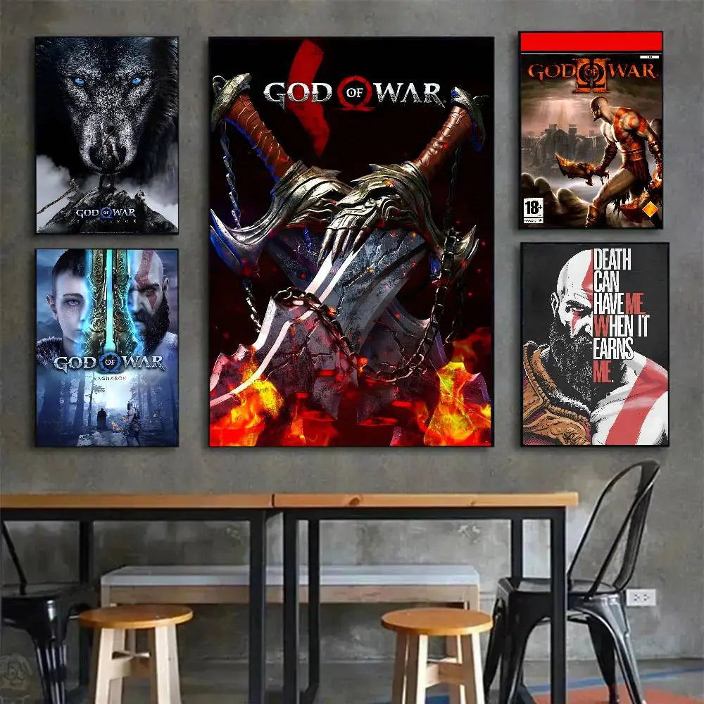 G-God Of War Game Poster Art With Prints Home Bedroom Living Room Decoration Gift