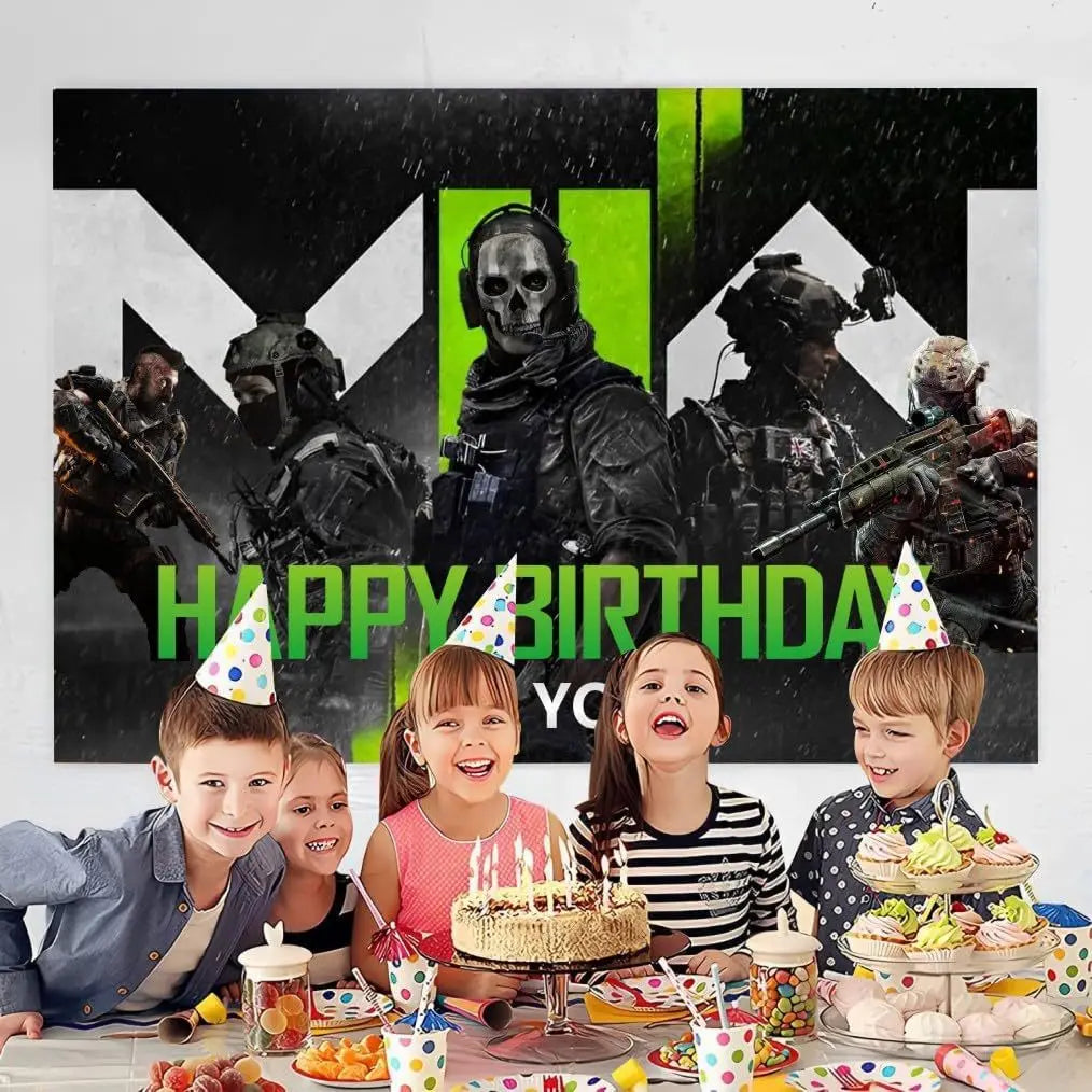 Calling of Duty Theme Background Birthday Party Decoration Stimulating Game Balloon Cake Toppper Accessories Baby Boys Gift Prop