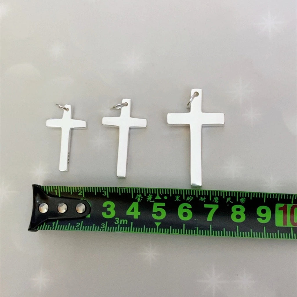 Real Solid 925 Sterling Silver Cross Pendant For Men And Women Smooth High Polishing Simple Design Jesus Christ Jewelry