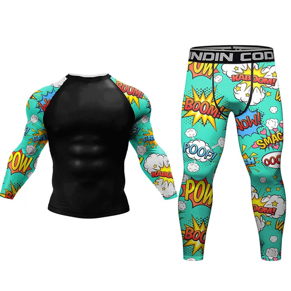 MMA BJJ Martial Arts Wear Boxing Rashguard T-shirt+Pants Set Fighting Striker Training Boxing Clothing Sports Muay Thai Shorts