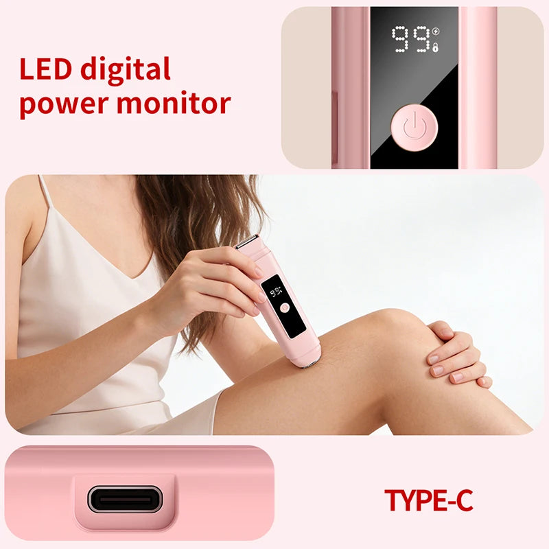 Women's Portable 2 in 1 Electric Hair Remover for Underarm Bikini area Leg Arm, waterproof Rechargeable Epilator Bikini Trimmer