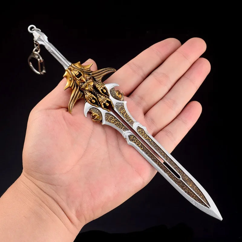 22cm God of War Blade of Olympus Weapon Kratos Zeus Anime Game Metal Weapon Model Katana Samurai Sword Keychains Crafts Gift Toy