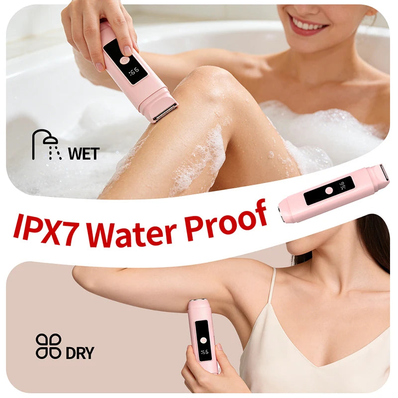Women's Portable 2 in 1 Electric Hair Remover for Underarm Bikini area Leg Arm, waterproof Rechargeable Epilator Bikini Trimmer