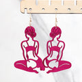 New Hollow Sexy Bikini Lady Wooden Long Earrings for Women Creative Colorful Wood Yoga Statue Drop Earring Trendy Jewelry Gift