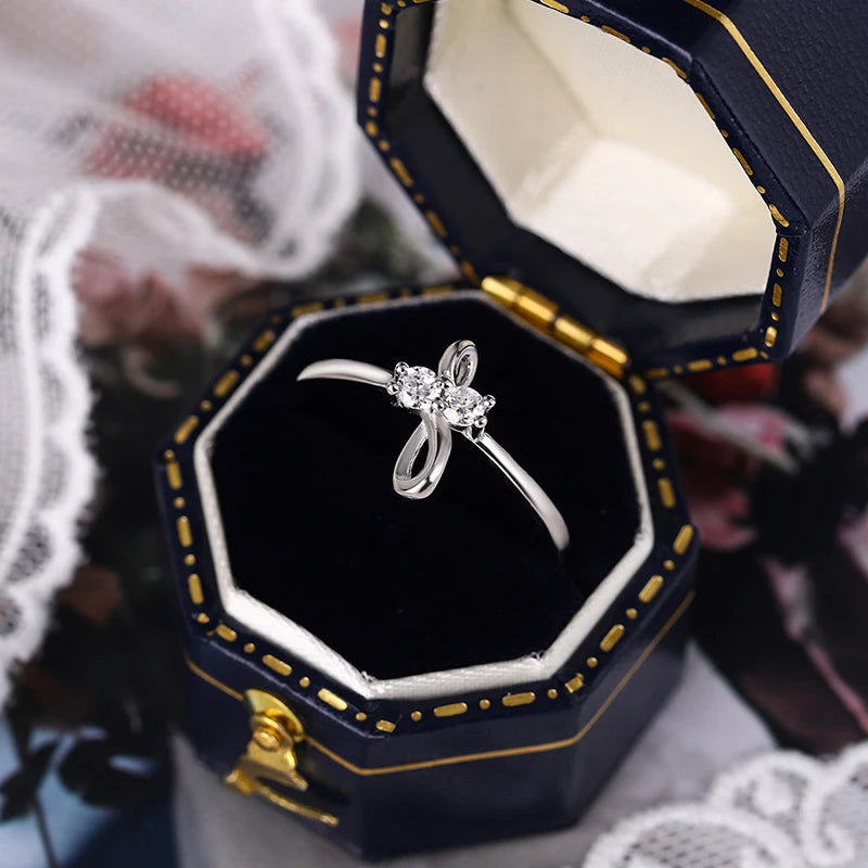 Light Luxury and Elegant Authentic S925 Silver Cross 8-character Cross Women's Ring