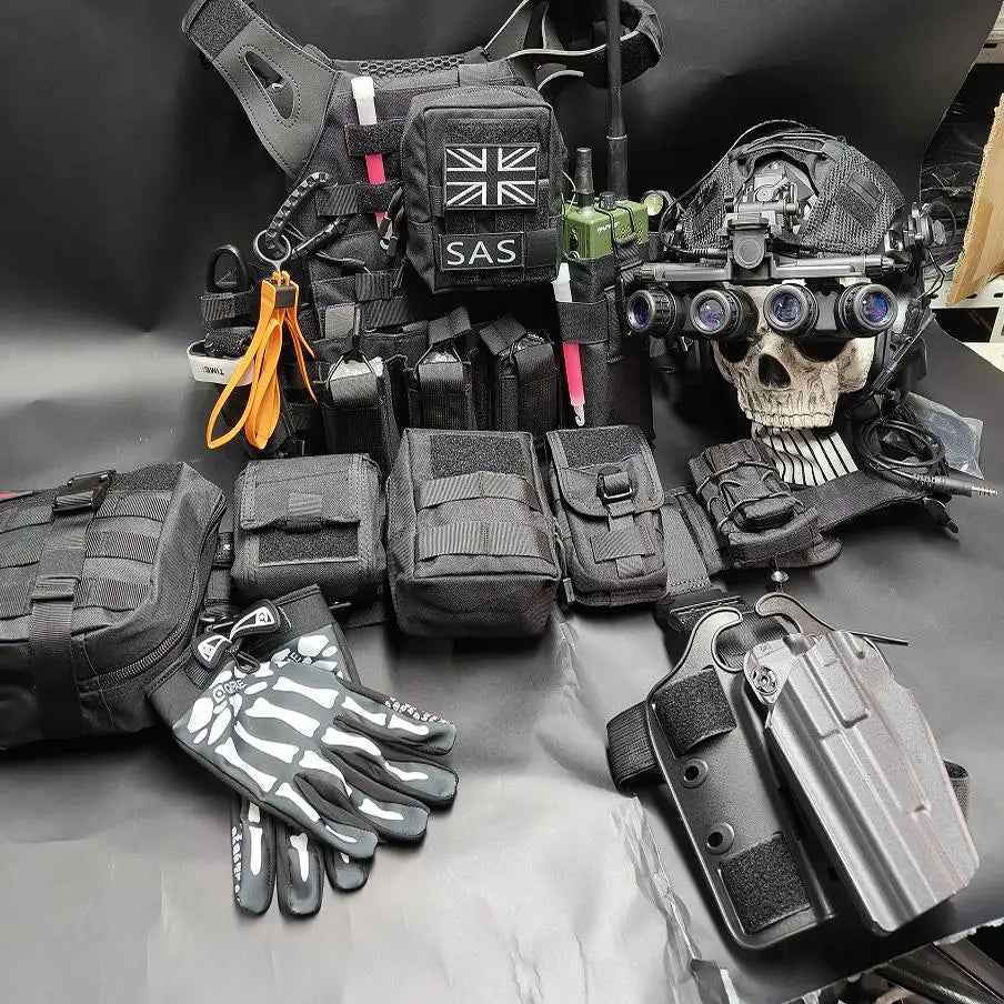 COD Ghost Full Set of Equipment Tactical MOLLE Combat Vest Chest Rig Set with Belt Helmet for Call of Duty 19 Nightwar Cosplay
