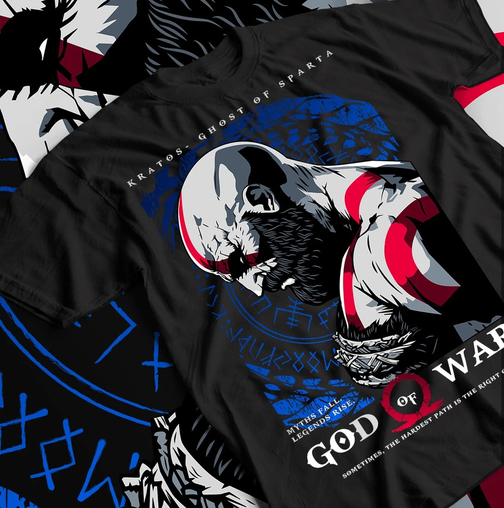 God of War Shirt, Kratos T-shirt, Spartan Ghost Men's and Women's Shirt Summer Pure Cotton Comfortable Loose Short Sleeved Shirt