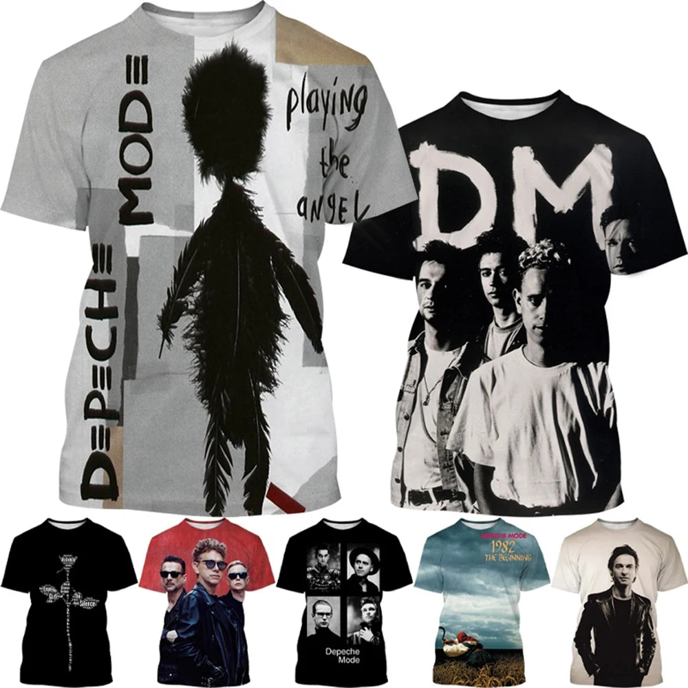 Summer Fashion Band Creative 3D Printing Design Hip Hop Cool Pattern Fashion Casual Personalized Short Sleeve