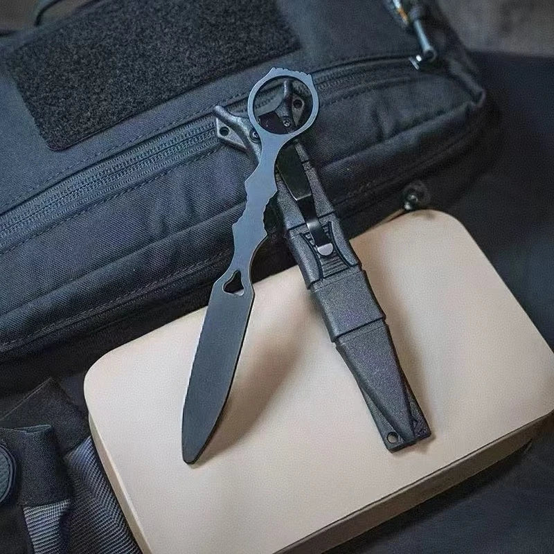 2026 model outdoor unsharpened small straight knife, easy to carry EDC440 blade training knife, training sheath
