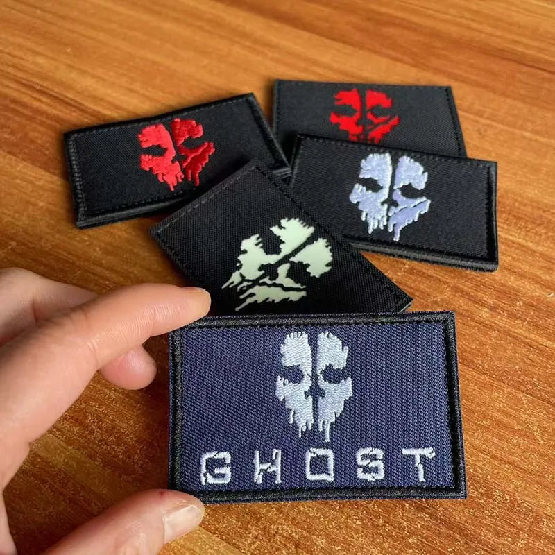Call of Duty Ghost Mask Badges Fabric Applique Embroidery Hook and Loop Patches,Reflective Patch Tactical Emblemen For Backpack